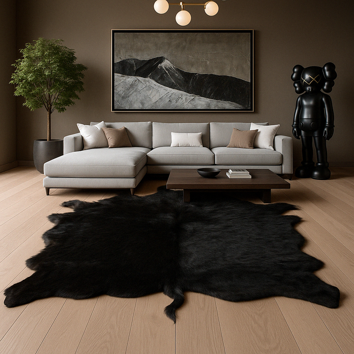 Noir Bison Hide Rug