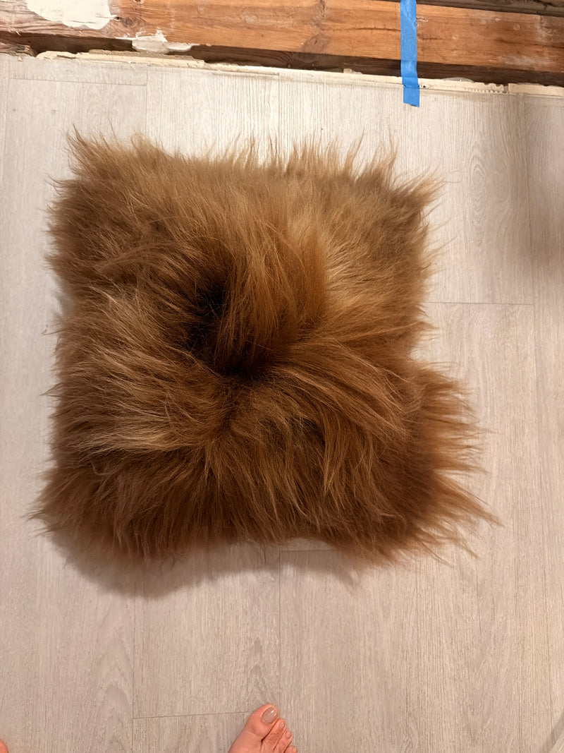 Brown Sheepskin Throw Pillow | Genuine Icelandic Sheepskin | 16" x 16"