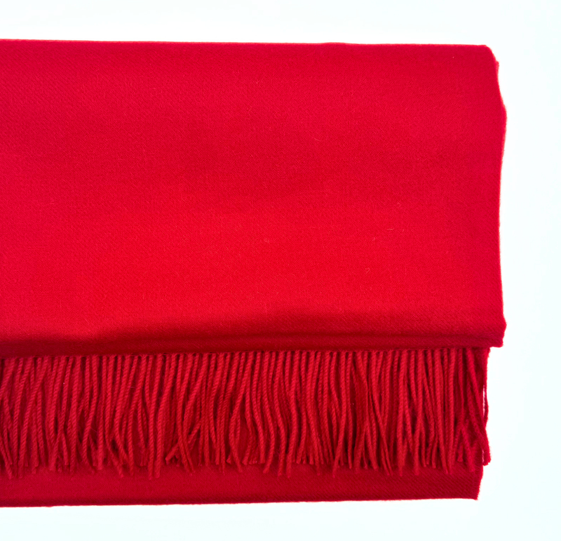 Premium Baby Alpaca Blanket – Woven Design Red