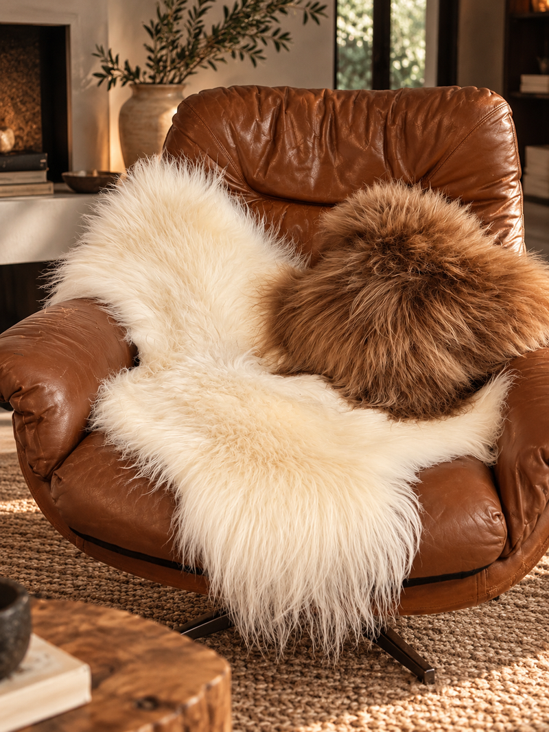 Brown Sheepskin Throw Pillow | Genuine Icelandic Sheepskin | 16" x 16"