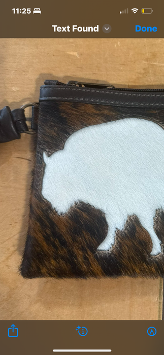 Handcrafted Cowhide Mini Wrist Purse or Clutch - Buffalo Design