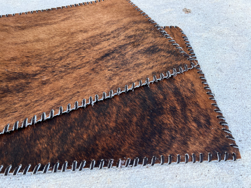 Genuine Cowhide Leather Rectangle Placemats & 4 Coasters Bundle