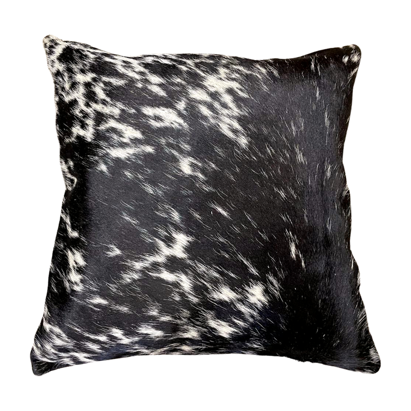 Cowhide Pillow Cover Black and White Speckled 16x16