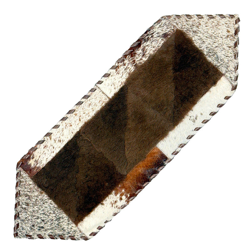 Cowhide & Bison Hair Table Runner - Tricolor, 1'x3'