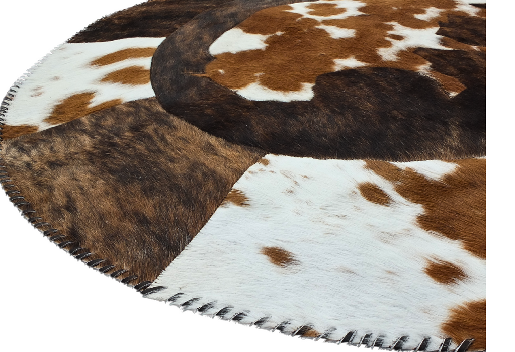 Round Western Rug - Cowhide with Bison Print 42