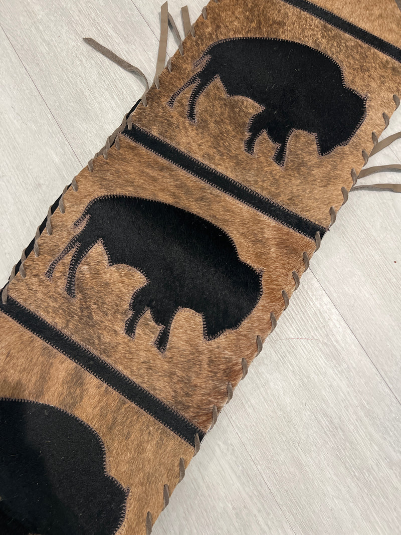Handmade Cowhide Runner Bison Design 1’x6’
