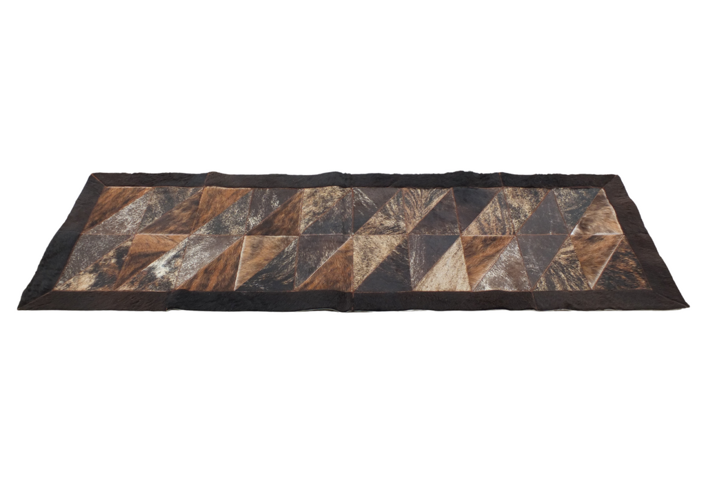 Rectangle Cowhide Rug Rectangle Patchwork Area Rug - Cowhide Center, Bison Edge- 2'x6 Brindl ...