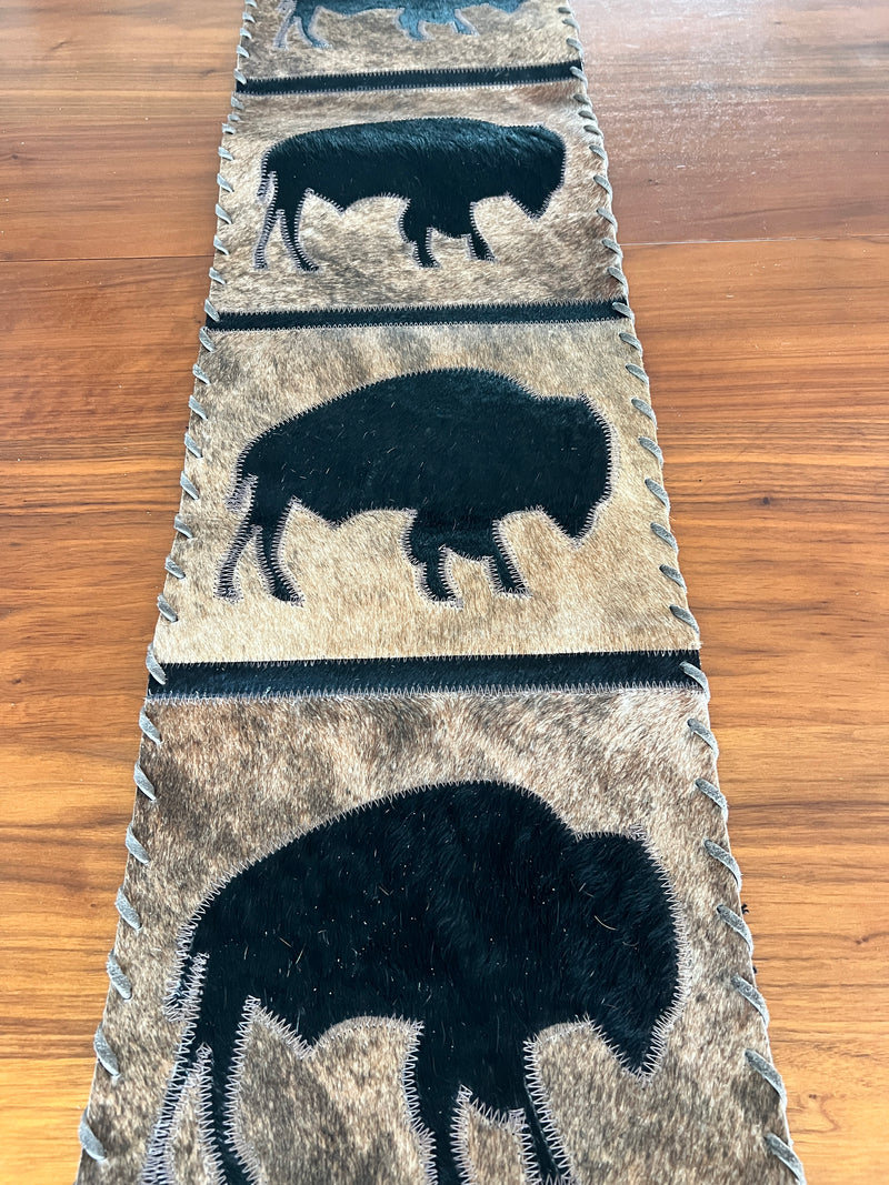 Handmade Cowhide Runner Bison Design 1’x6’
