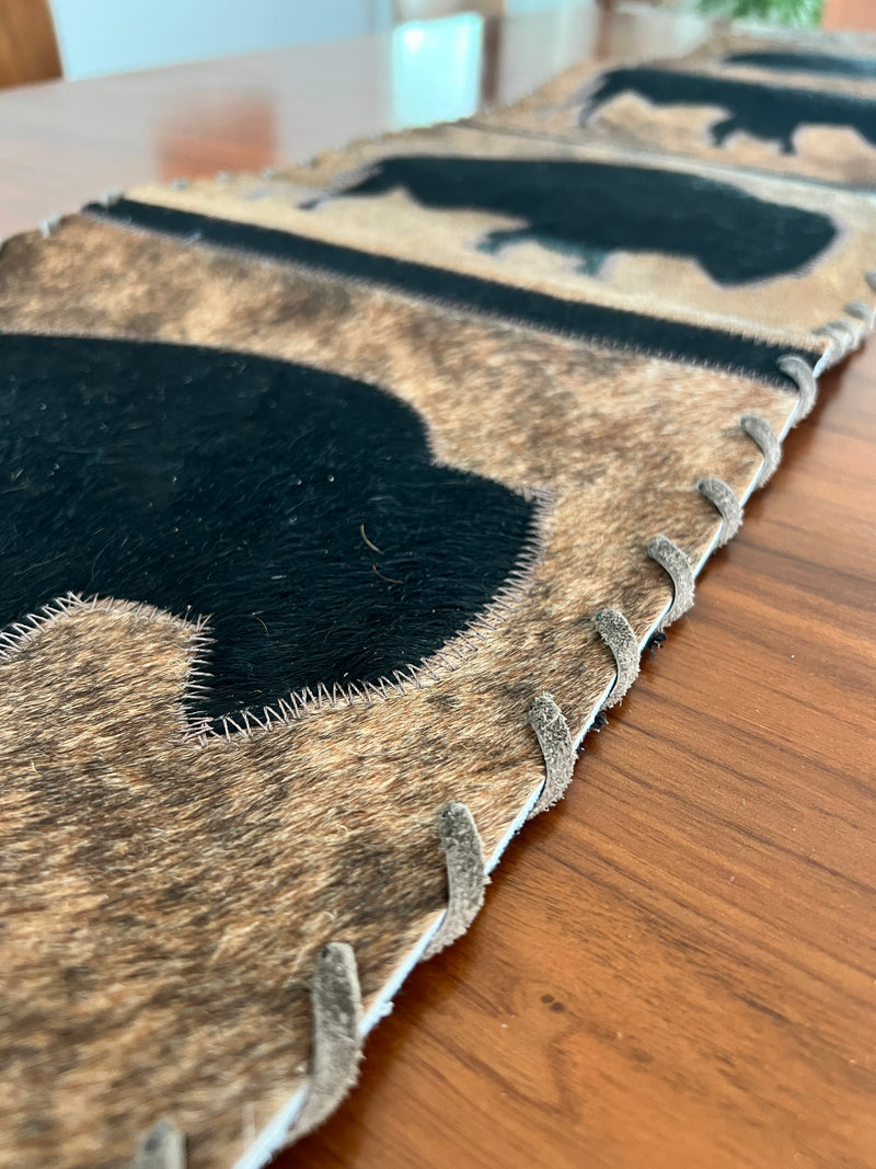 Handmade Cowhide Runner Bison Design 1’x6’