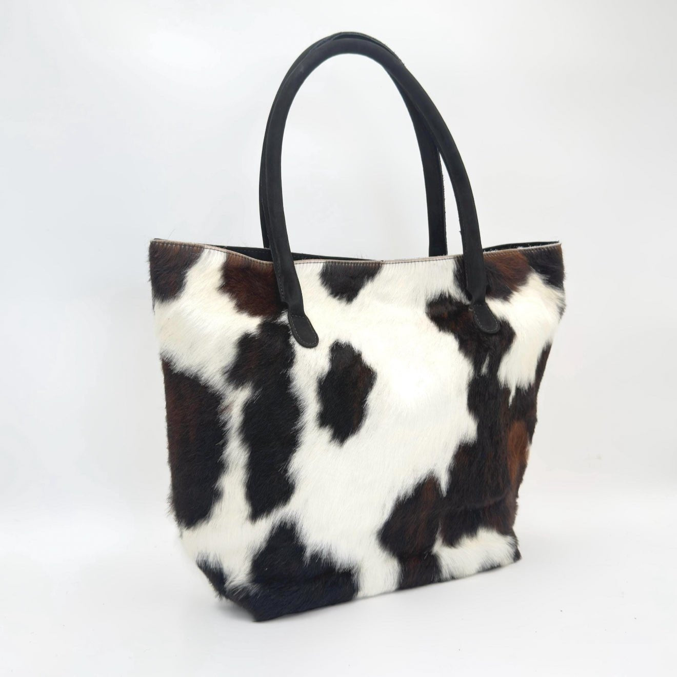 Cowhide tricolor tote bag for women 