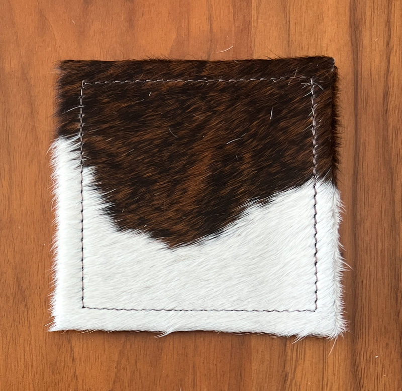 Handcrafted Square Cowhide Coasters - Natural Leather Drink Mats