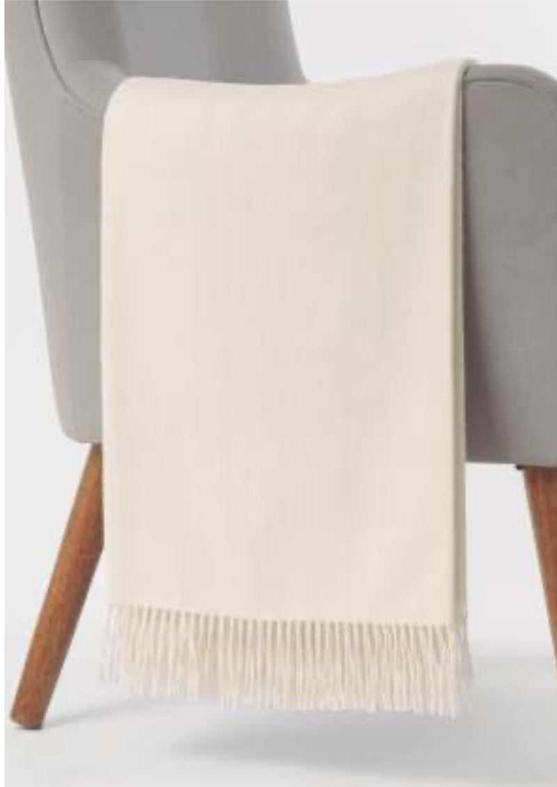 Premium Baby Alpaca Blanket – Woven Design Off White