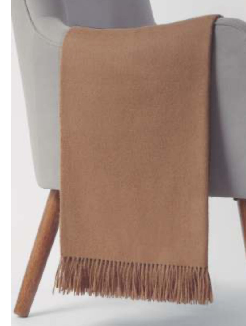 Premium Baby Alpaca Blanket – Woven Design Camel