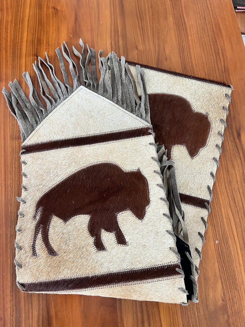Handmade Cowhide Runner Bison Design 1’x6’