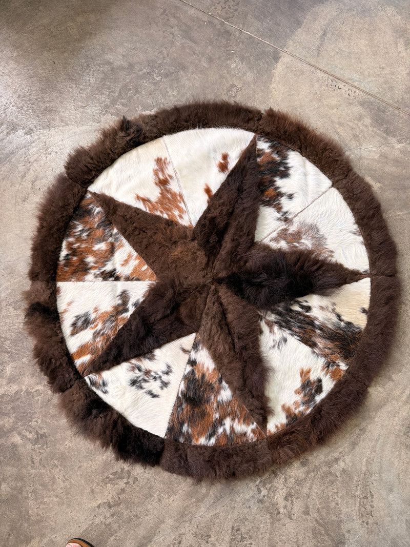 Round Buffalo Area Rug – Bison with Star Border (42") Tricolor