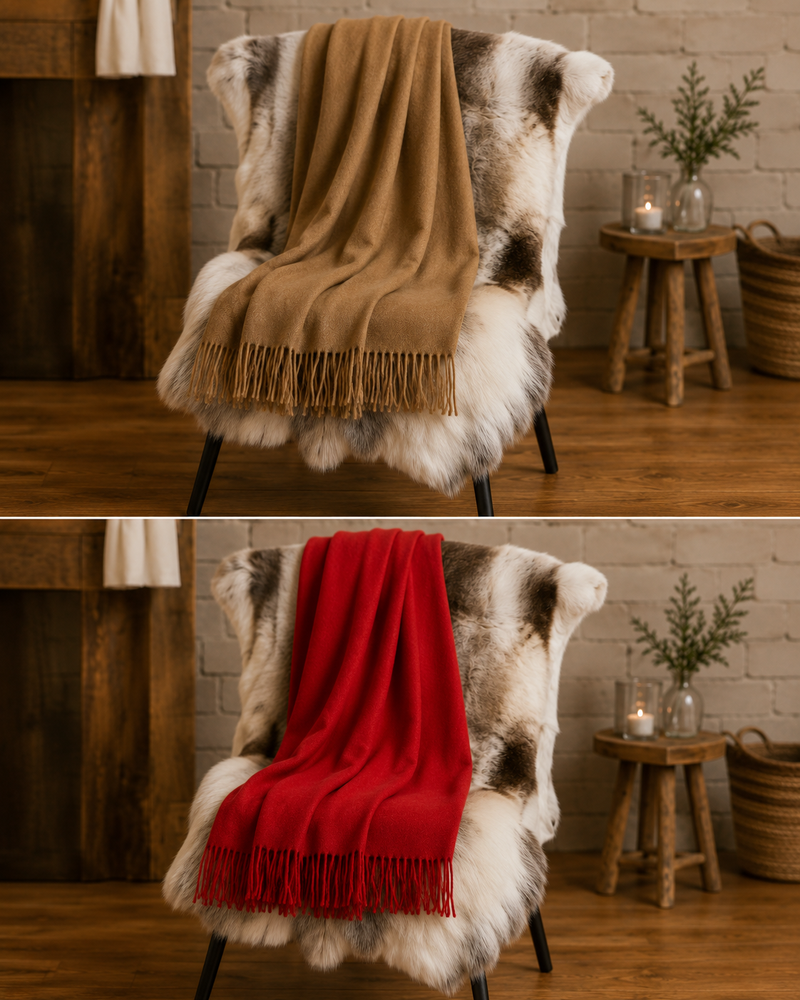 Wild & Warm Bundle: Reindeer Hide + Baby Alpaca Blanket
