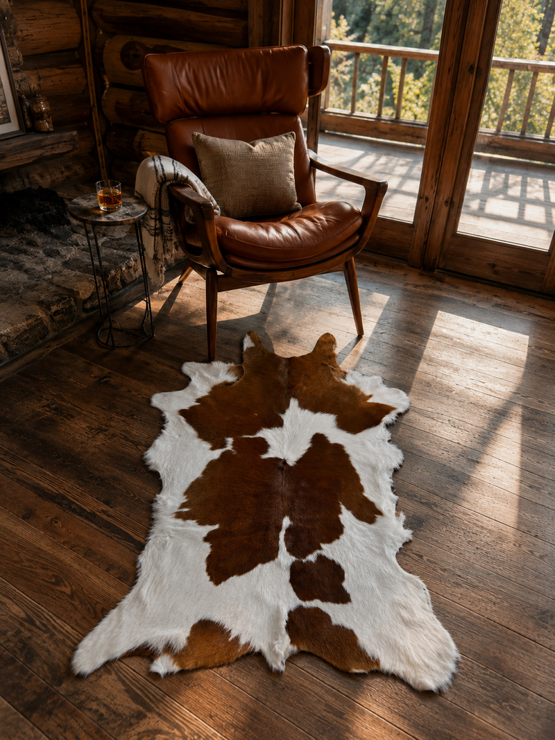 Calf Hair-On Hide Rug Brown and White | Natural Shape Large