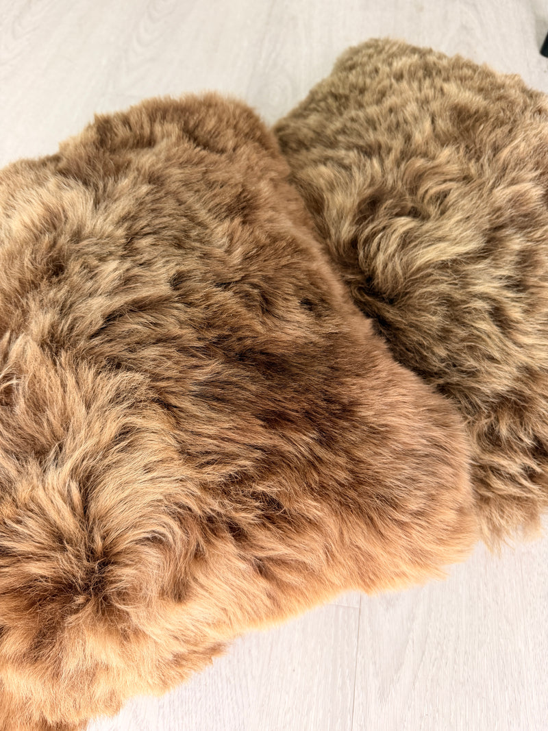 Brown Sheepskin Throw Pillow | Genuine Icelandic Sheepskin Shorn Hair | 16" x 16"