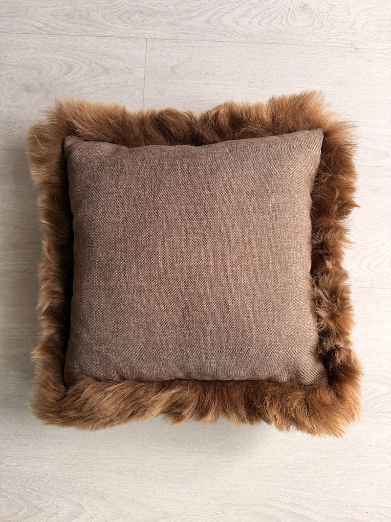Brown Sheepskin Throw Pillow | Genuine Icelandic Sheepskin | 16" x 16"