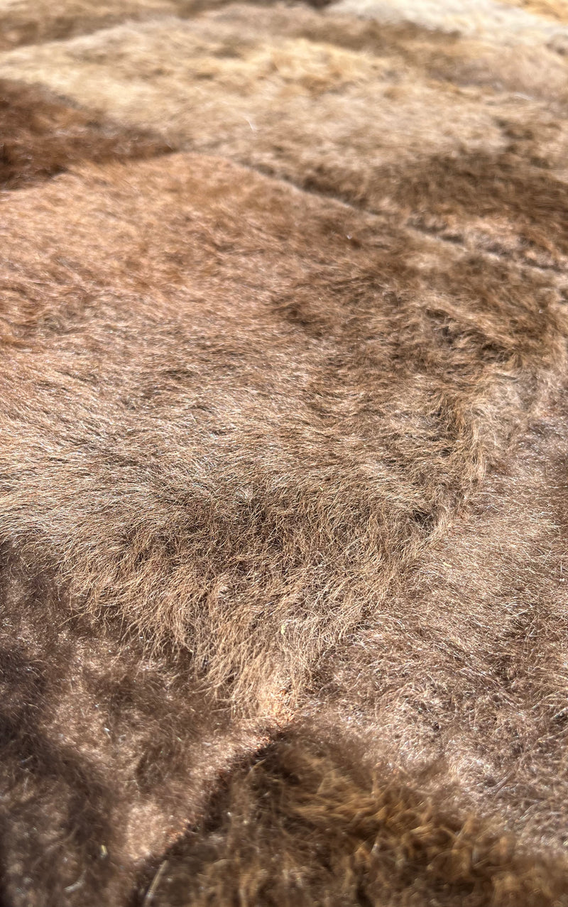 Rectangle Bison Hide Patchwork Rug – Natural Finish (4' x 3')