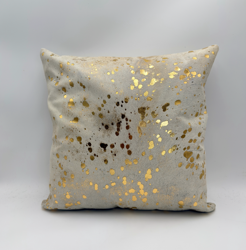 Cowhide Pillow Metallic Gold
