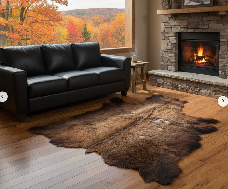 Buffalo / Bison Rug Hide - Second Grade Deluxe (Some Hairless Patches) - Large
