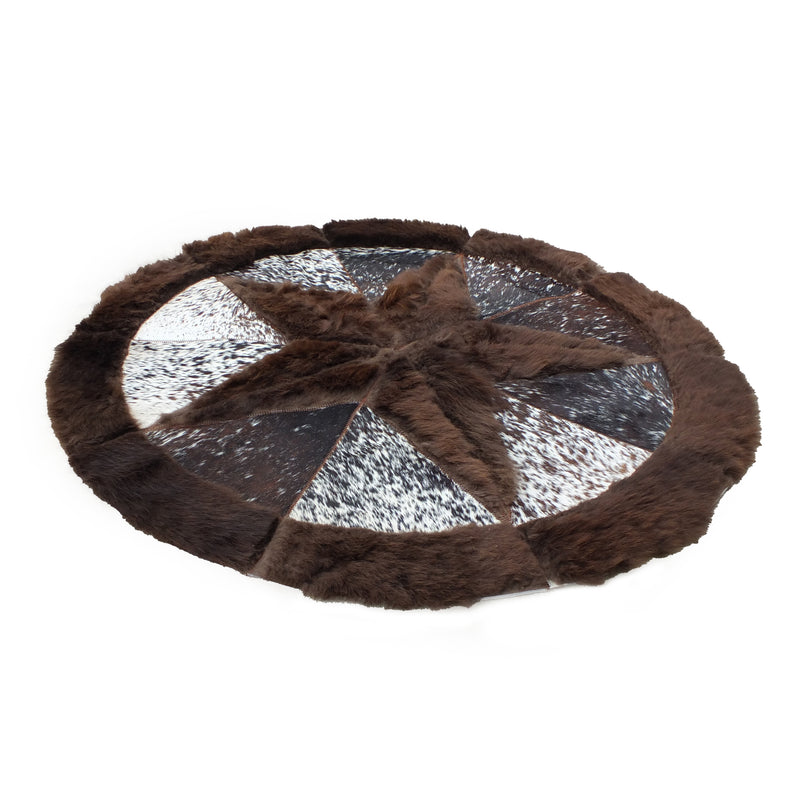 Round Buffalo Area Rug– Brown Speckled Bison with Star Border (72" Diameter)