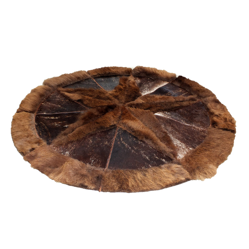 Round Buffalo Area Rugg – Bison Hide with Star Border (60" Diameter)