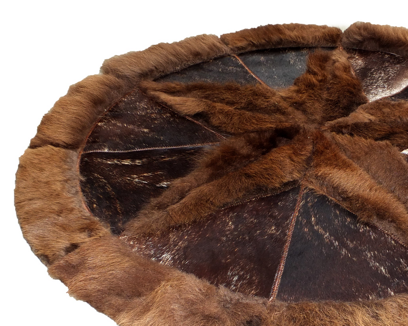 Round Buffalo Area Rug – Bison Star and Border (60" Diameter)Brindle