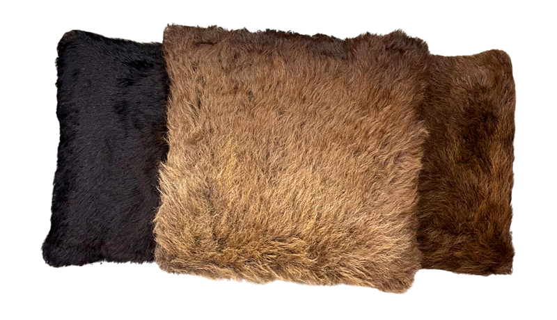 Bison Leather Throw Pillow – Square Luxe Accent (20" x 20") with Insert