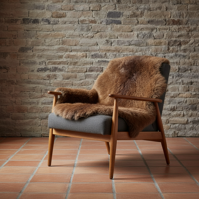 Round Plush Bison Rugs