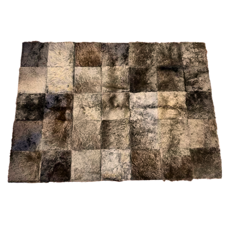 Rectangle Bison Hide Patchwork Rug – Natural Finish (4' x 3')