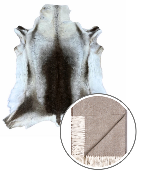 Wild & Warm Bundle: Reindeer + Baby Alpaca Blanket