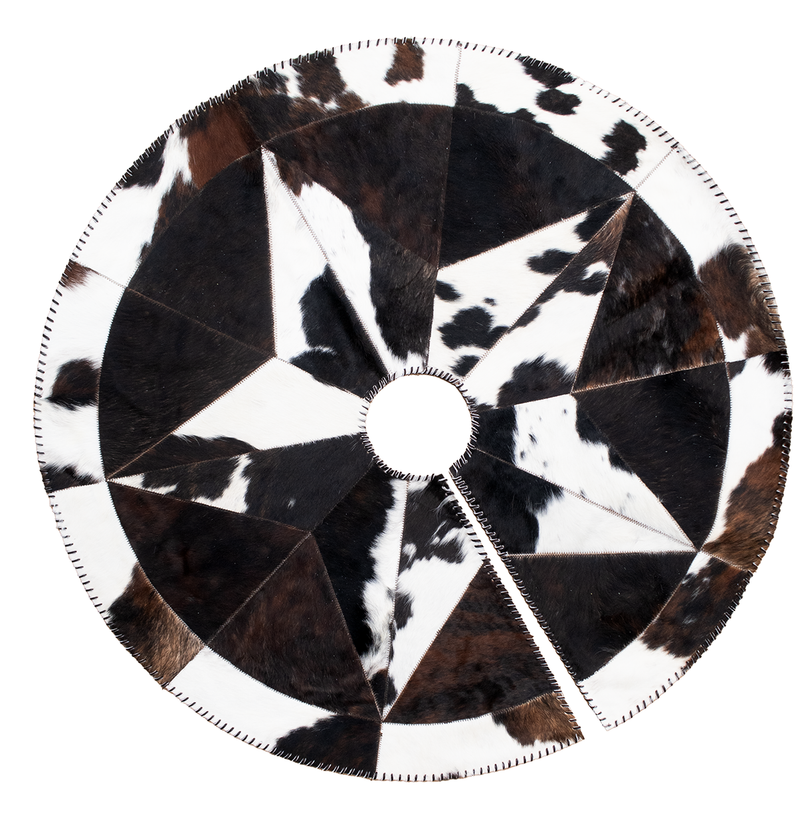 🎄 Cowhide Christmas Tree Skirt - Black and White