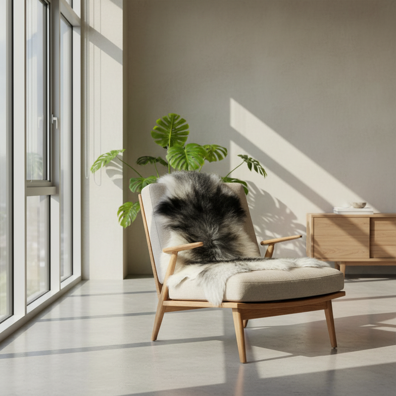 Black and White Icelandic Sheepskin